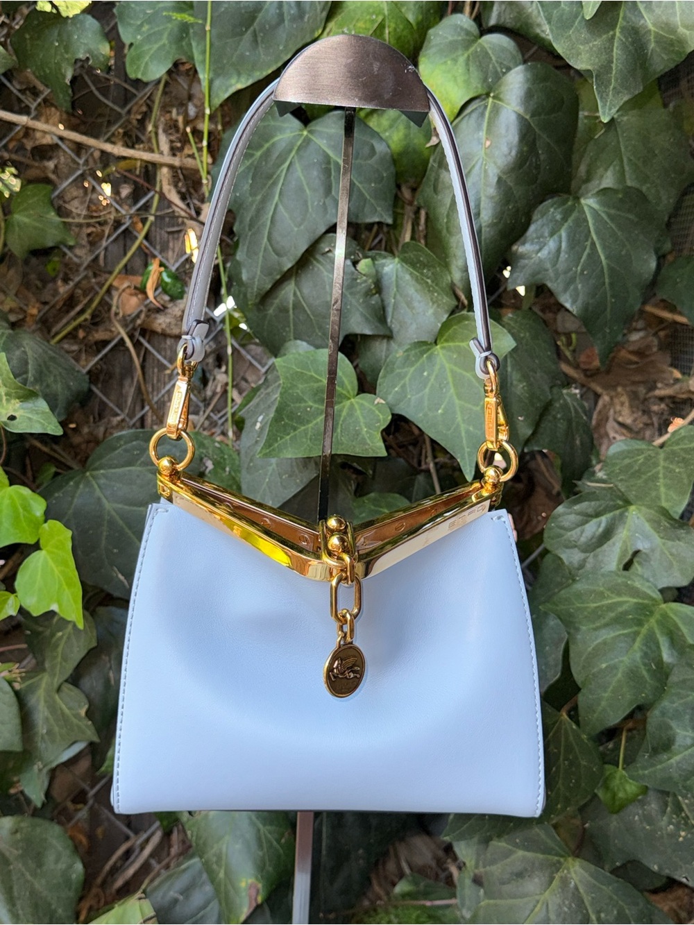 Etro Small Blue Leather Vela Shoulder Bag